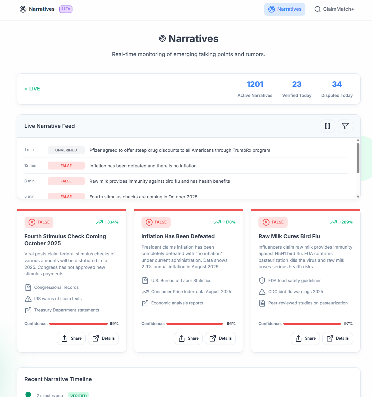 Narratives feature screenshot 1
